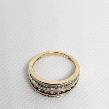 14K Yellow Gold Hessonite & Goshenite Ring Size 6
