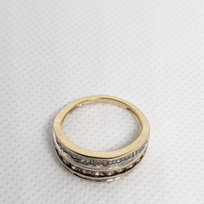 14K Yellow Gold Hessonite & Goshenite Ring Size 6