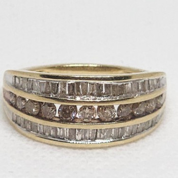 14K Yellow Gold Hessonite & Goshenite Ring Size 6
