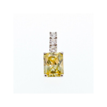 925 Sterling Silver Yellow & White CZ Pendant
