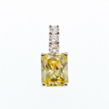 925 Sterling Silver Yellow & White CZ Pendant