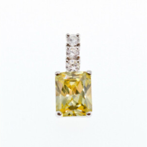 925 Sterling Silver Yellow & White CZ Pendant