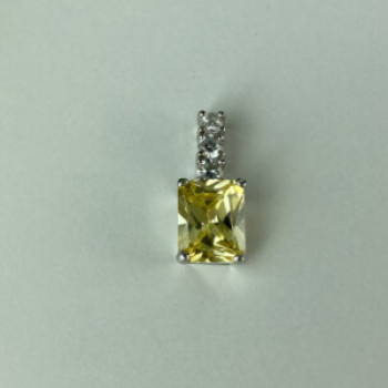 925 Sterling Silver Yellow & White CZ Pendant