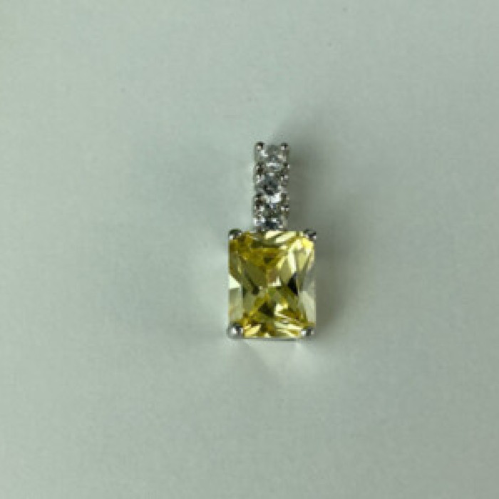 925 Sterling Silver Yellow & White CZ Pendant