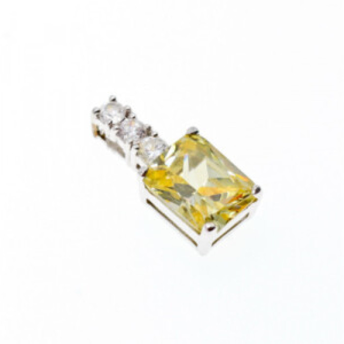 925 Sterling Silver Yellow & White CZ Pendant
