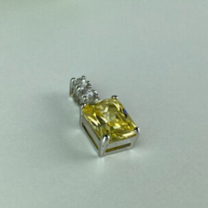 925 Sterling Silver Yellow & White CZ Pendant