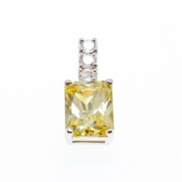 925 Sterling Silver Yellow & White CZ Pendant