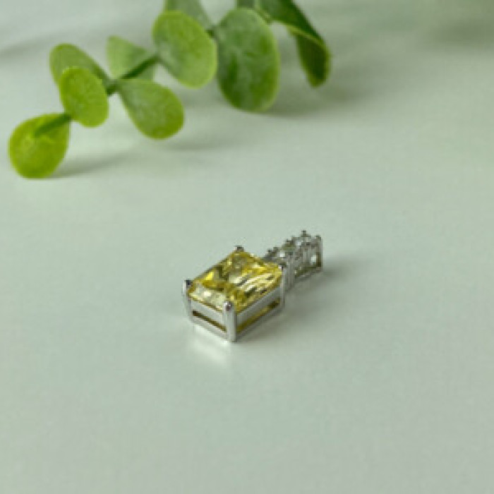 925 Sterling Silver Yellow & White CZ Pendant