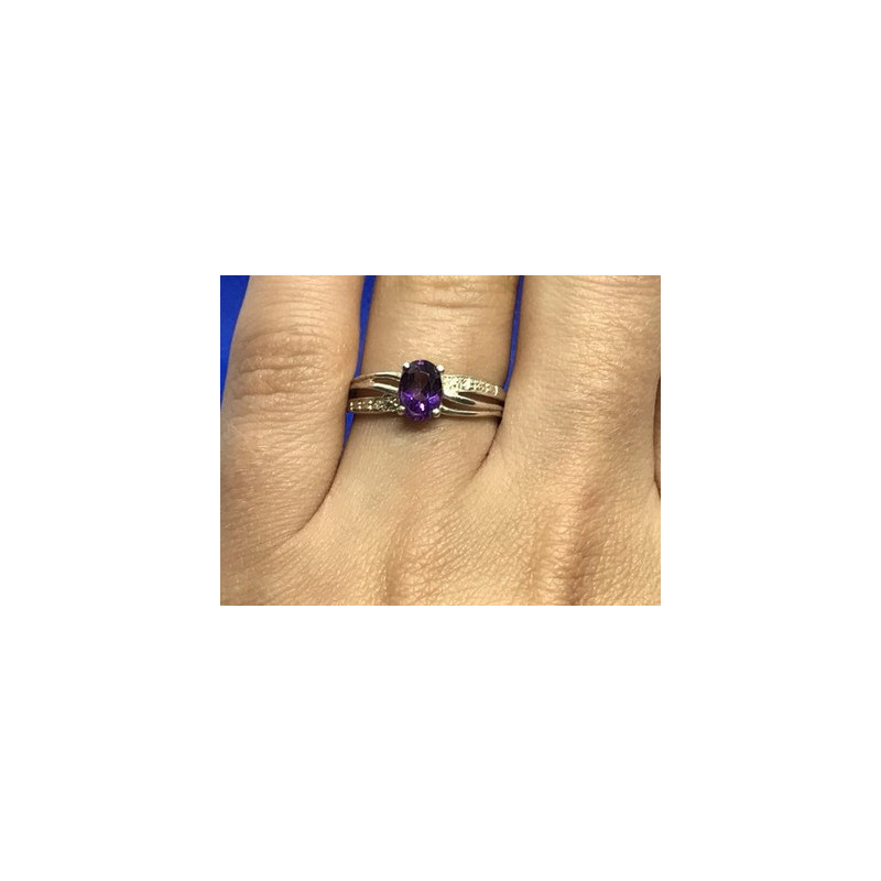 925 Sterling Silver Amethyst Ring Size 7