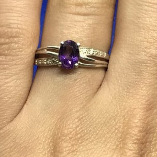 925 Sterling Silver Amethyst Ring Size 7