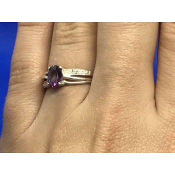 925 Sterling Silver Amethyst Ring Size 7