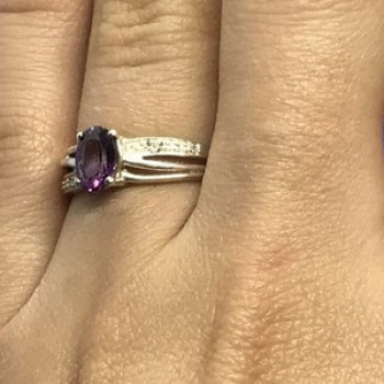925 Sterling Silver Amethyst Ring Size 7