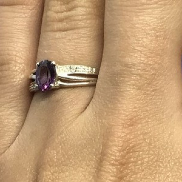 925 Sterling Silver Amethyst Ring Size 7