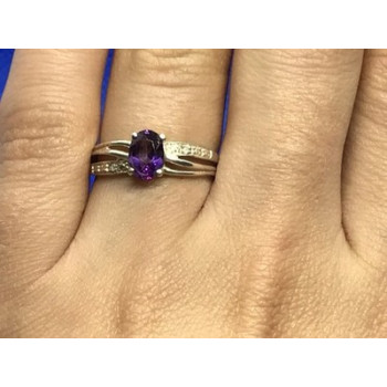 925 Sterling Silver Amethyst Ring Size 7