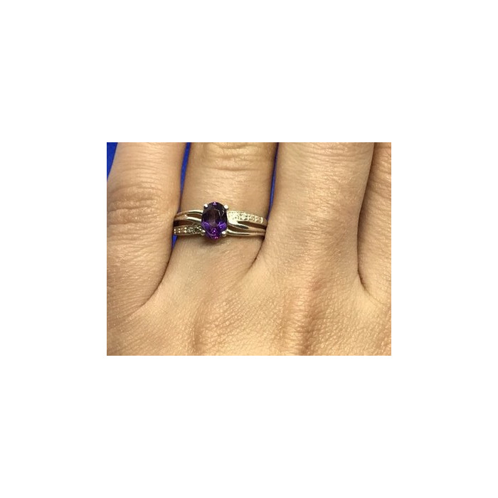 925 Sterling Silver Amethyst Ring Size 7