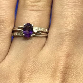 925 Sterling Silver Amethyst Ring Size 7