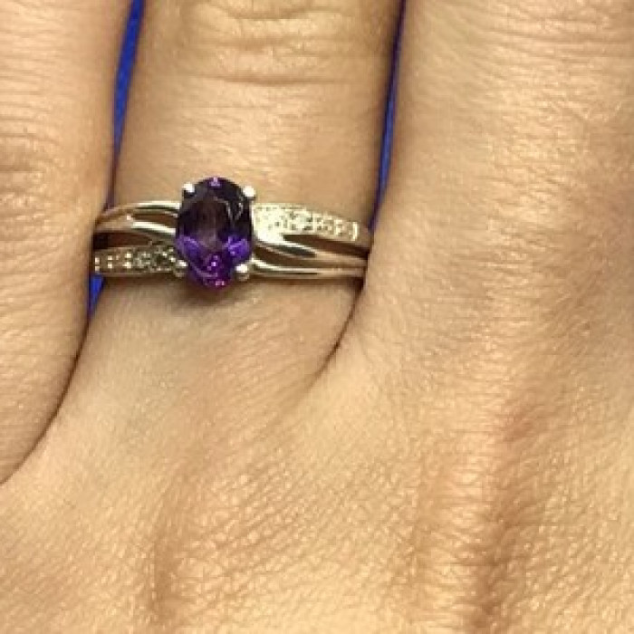 925 Sterling Silver Amethyst Ring Size 7