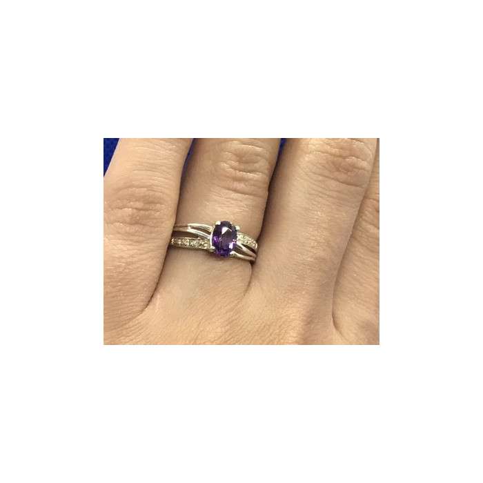925 Sterling Silver Amethyst Ring Size 7