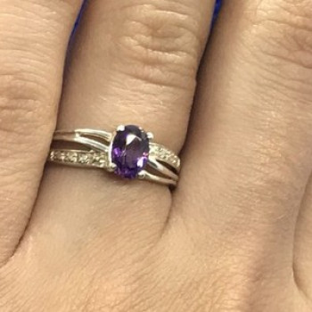 925 Sterling Silver Amethyst Ring Size 7