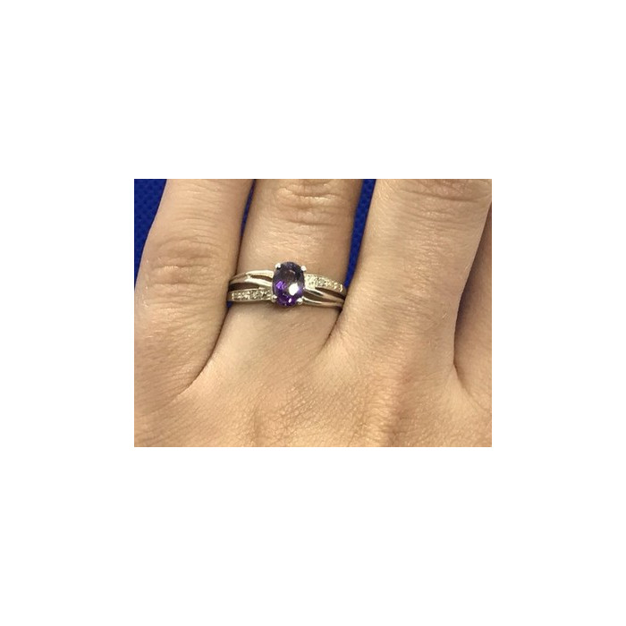 925 Sterling Silver Amethyst Ring Size 7