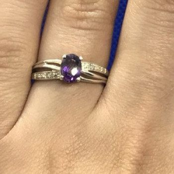 925 Sterling Silver Amethyst Ring Size 7
