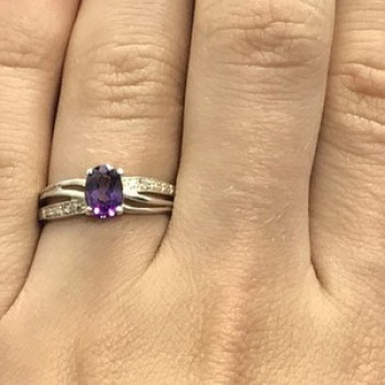 925 Sterling Silver Amethyst Ring Size 7