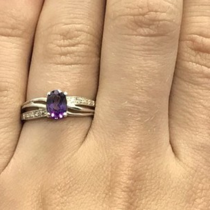 925 Sterling Silver Amethyst Ring Size 7
