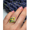 925 Sterling Silver Vintage Enamel Flower Ring Size 6