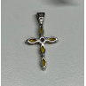925 Sterling Silver Citrine & Beryl Cross Length 28 Mm