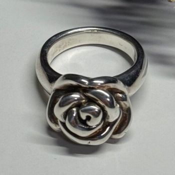 925 Sterling Silver Rose Ring Size 7