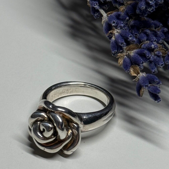 925 Sterling Silver Rose Ring Size 7