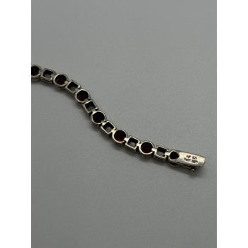 925 STERLING SILVER GARNET & MARCASITE BRACELET