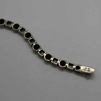 925 Sterling Silver Garnet & Marcasite Bracelet