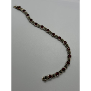 925 STERLING SILVER GARNET & MARCASITE BRACELET