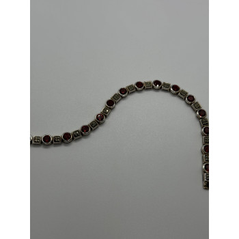925 STERLING SILVER GARNET & MARCASITE BRACELET