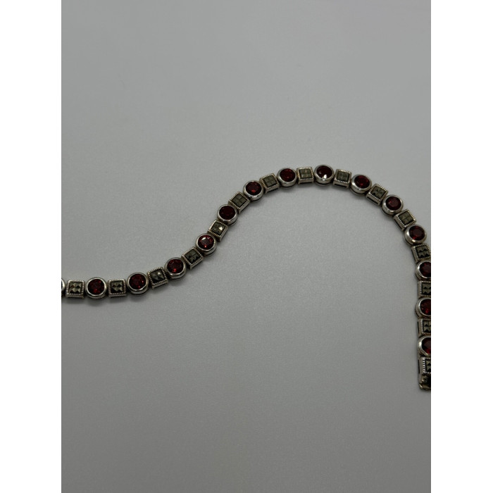 925 STERLING SILVER GARNET & MARCASITE BRACELET