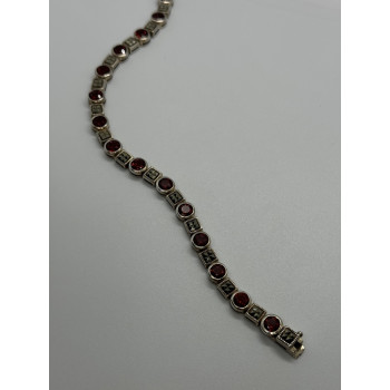 925 STERLING SILVER GARNET & MARCASITE BRACELET