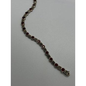 925 STERLING SILVER GARNET & MARCASITE BRACELET