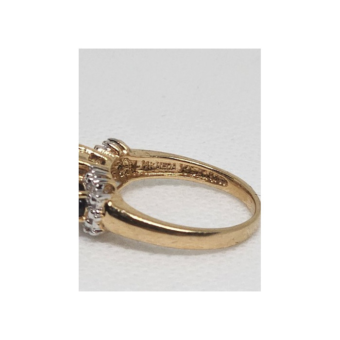 14K YELLOW GOLD SAPPHIRE & DIAMOND RING  SIZE 5