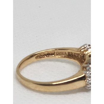 14K YELLOW GOLD SAPPHIRE & DIAMOND RING  SIZE 5