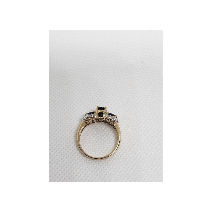 14K YELLOW GOLD SAPPHIRE & DIAMOND RING  SIZE 5