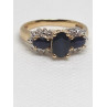 14K YELLOW GOLD SAPPHIRE & DIAMOND RING  SIZE 5