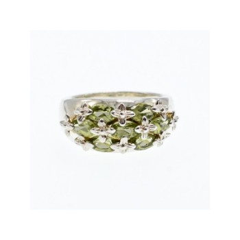 925 Sterling Silver Peridot Ring Size 7