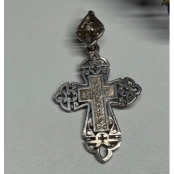 925 Sterling Silver CZ Cross Length 40 Mm