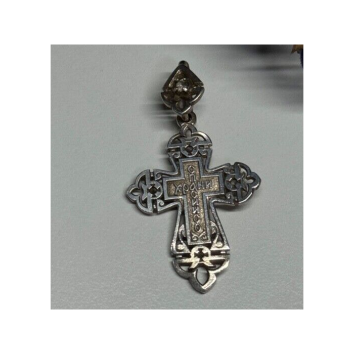 925 Sterling Silver CZ Cross Length 40 Mm