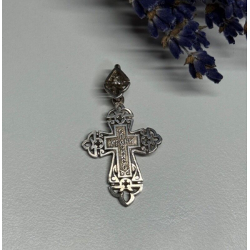 925 Sterling Silver CZ Cross Length 40 Mm