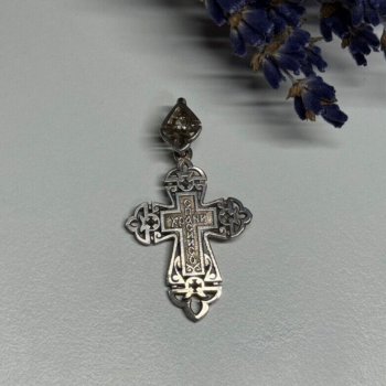 925 Sterling Silver CZ Cross Length 40 Mm