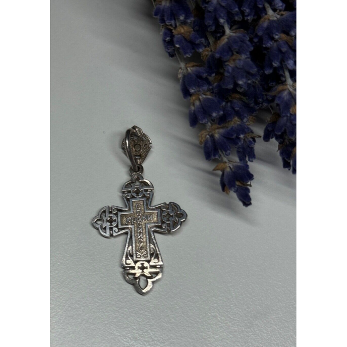 925 Sterling Silver CZ Cross Length 40 Mm