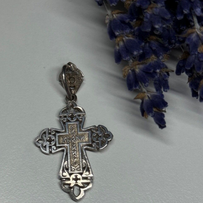 925 Sterling Silver CZ Cross Length 40 Mm