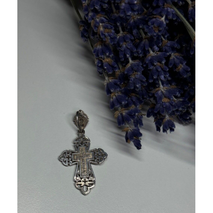 925 Sterling Silver CZ Cross Length 40 Mm
